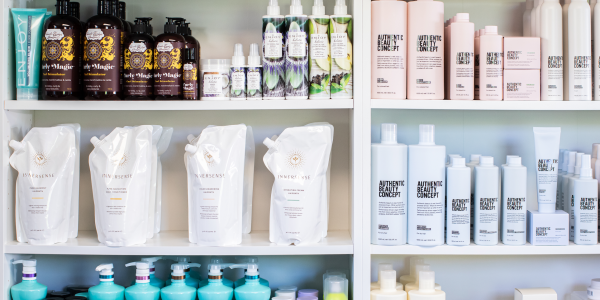 Hair salon selection of curly hair products